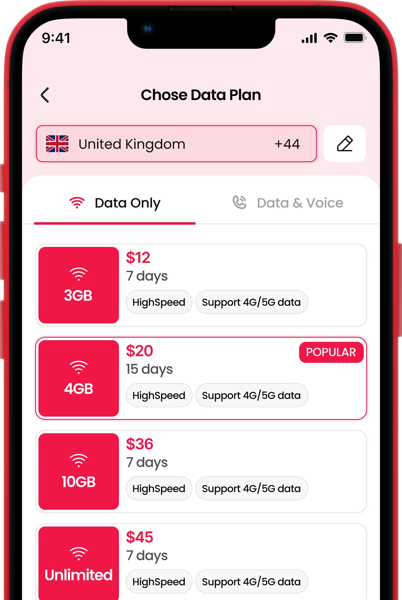 Yanga Data Plan Selection